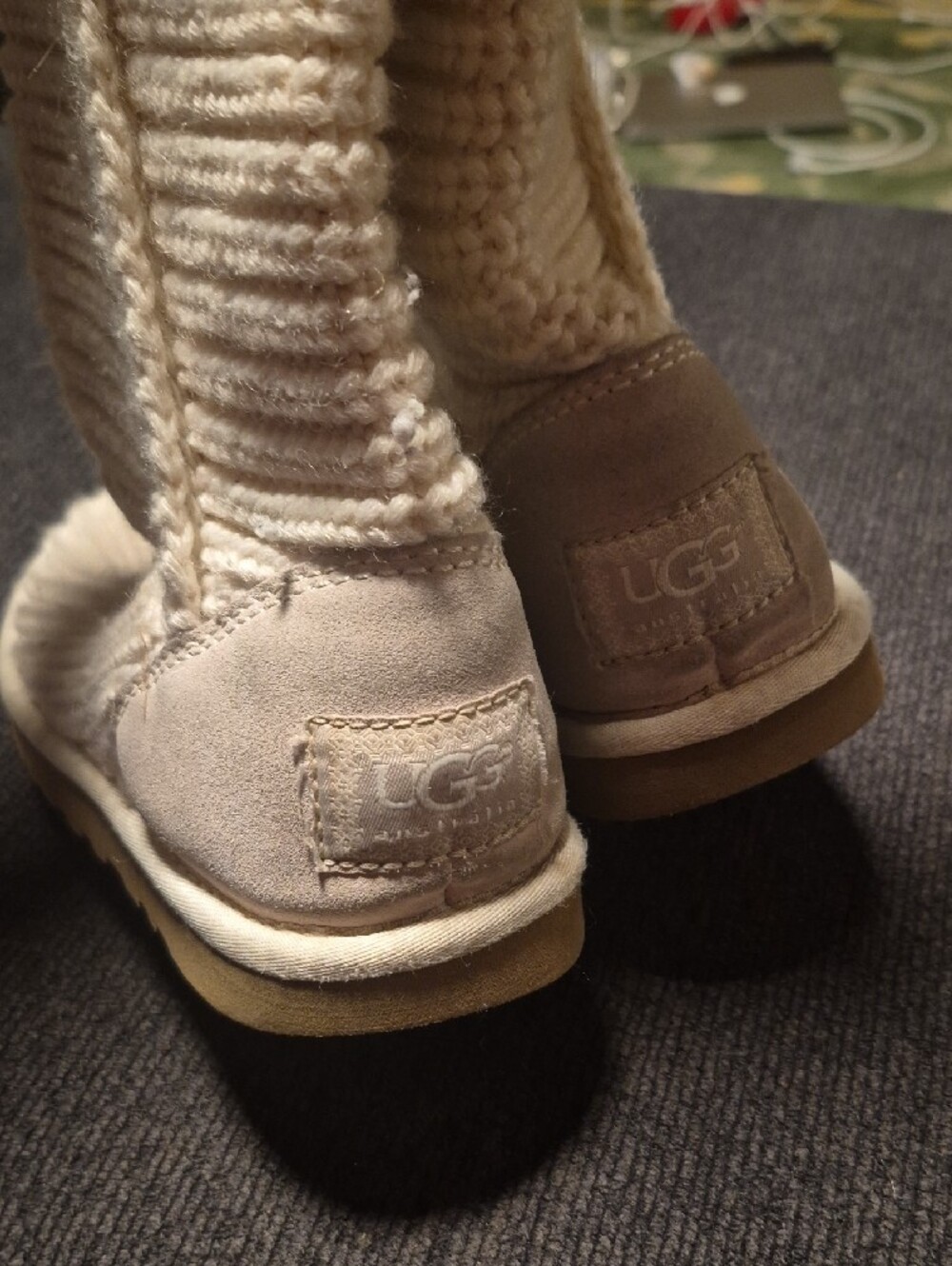 UGG Cream Knit Button Tall Women's Boots - Picture 6 of 8